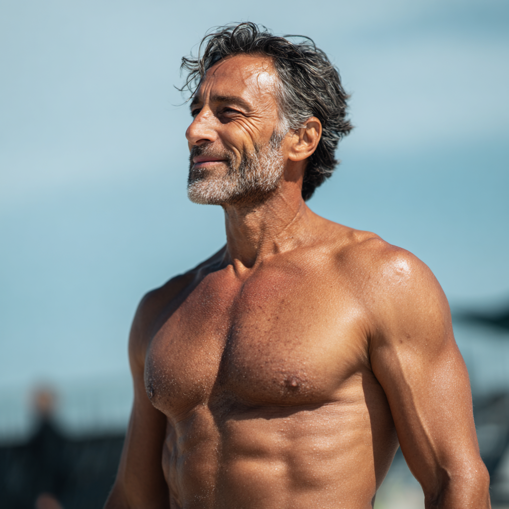 confident 53 years old man enjoying active lifestyle
